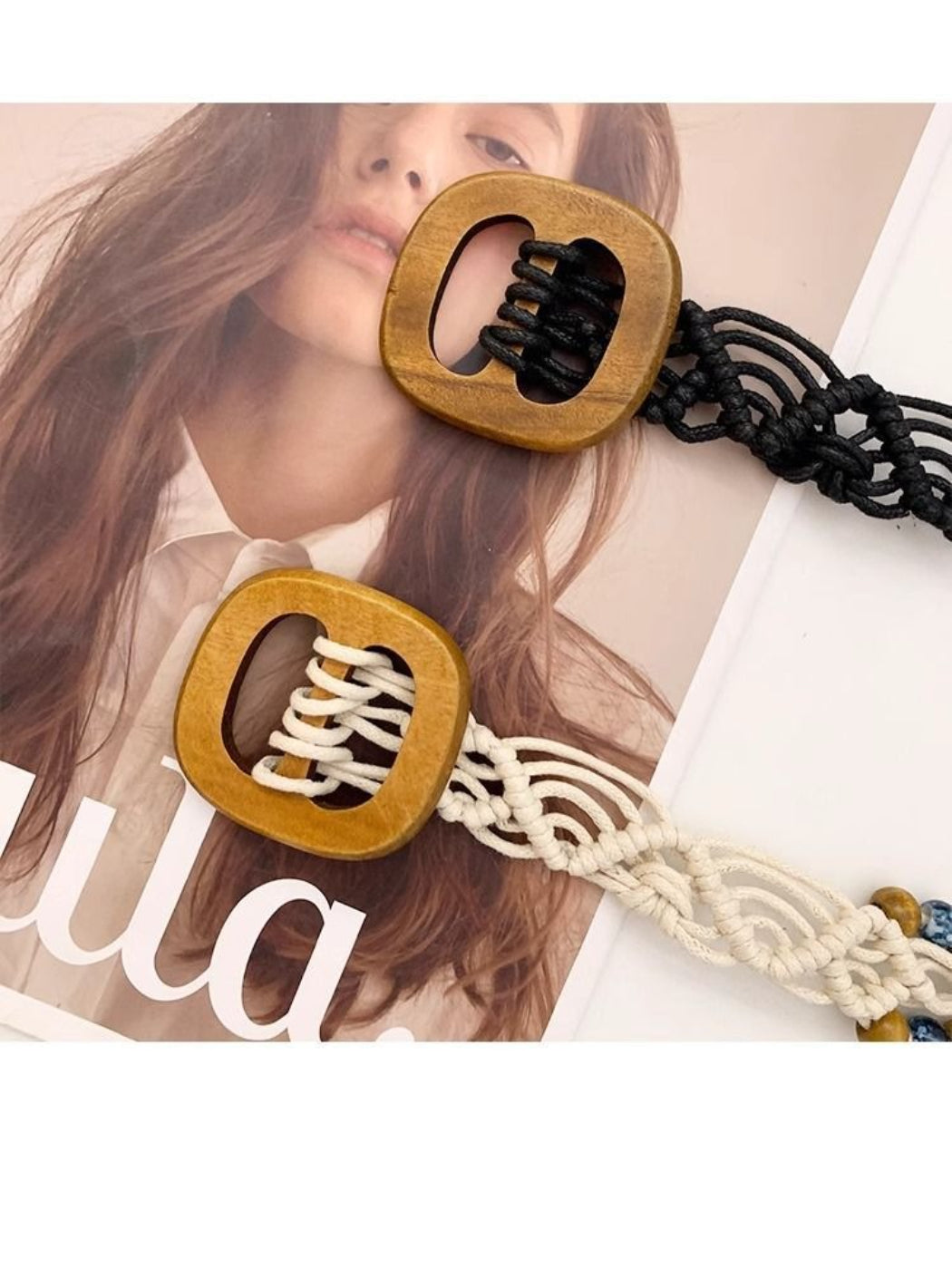 Beco belt wrapped around waist of model wearing casual outfit