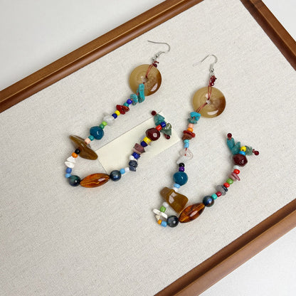 Earwish - Boho Beaded Statement Extra Long Earrings -Colorful