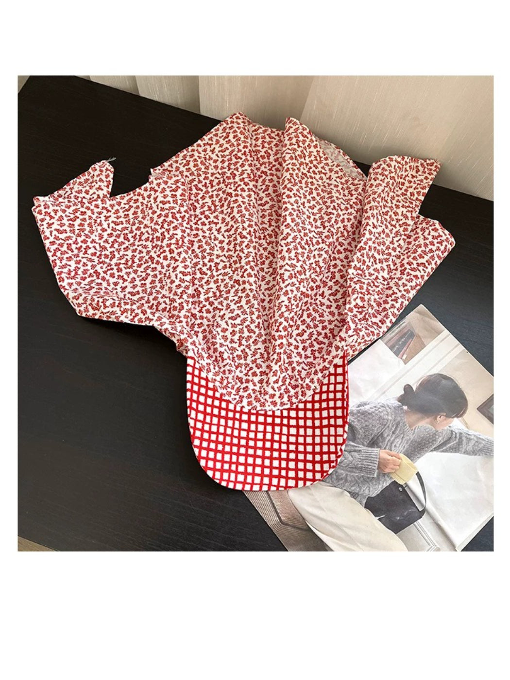 Haila Floral Bonnet Cap with vibrant flowers on fabric, styled for wear