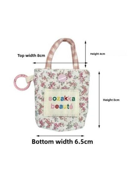 Cosbai - Floral Patchwork Mini Earphone Pouch & Coin Purse