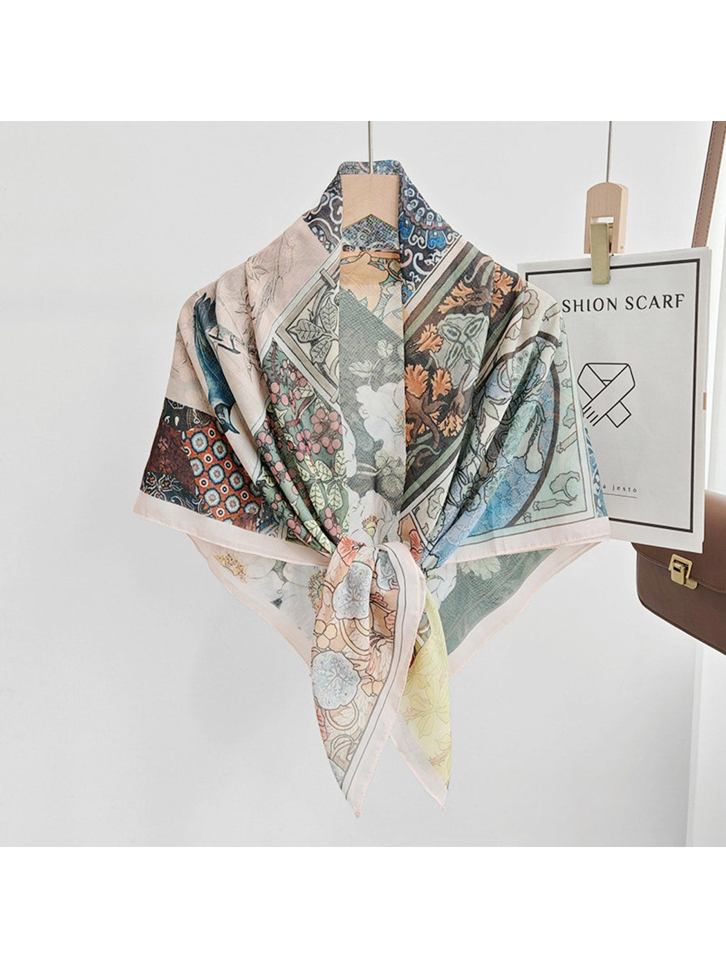Scarvii - Vintage Floral Panel Collage Square Scarf