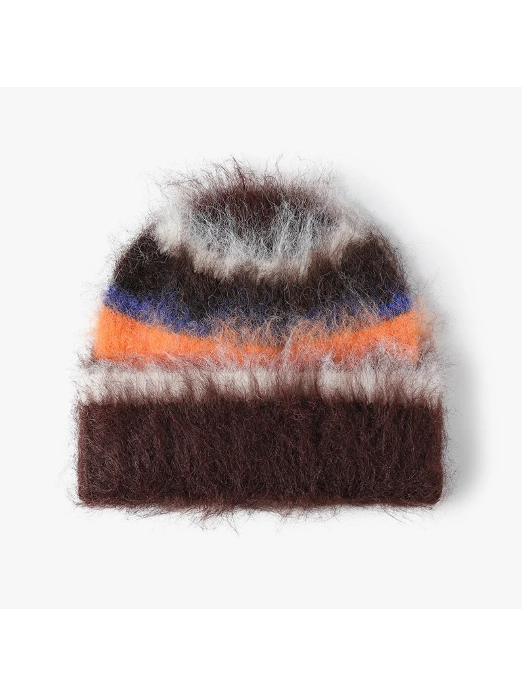 Haila - Fuzzy Multicolor Striped Cuffed Beanie