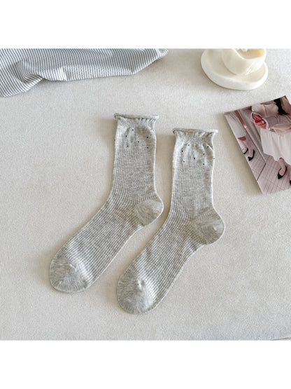 Rufia - Ruffle Ribbed Stripe Crew Socks - image 7