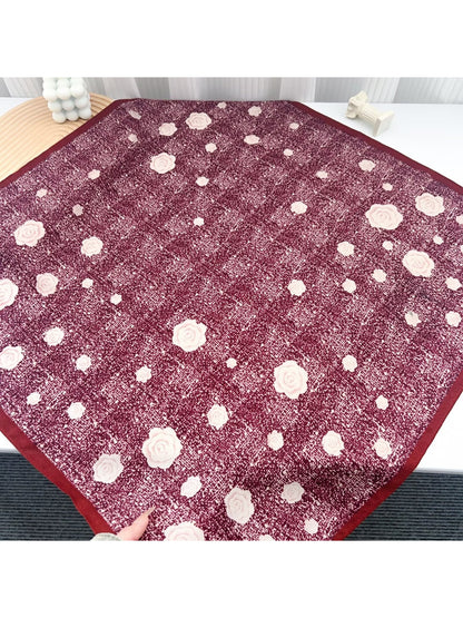 Scarvii Burgundy Rose Print Square Scarf