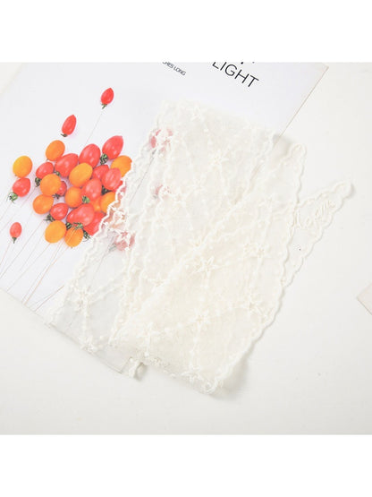 Scarvii - Embroidered Star Lace Long Narrow Scarf