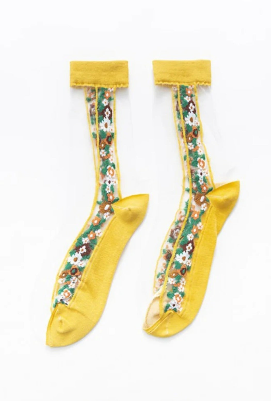 Rufia - Floral Panel Lightweight Sheer Socks