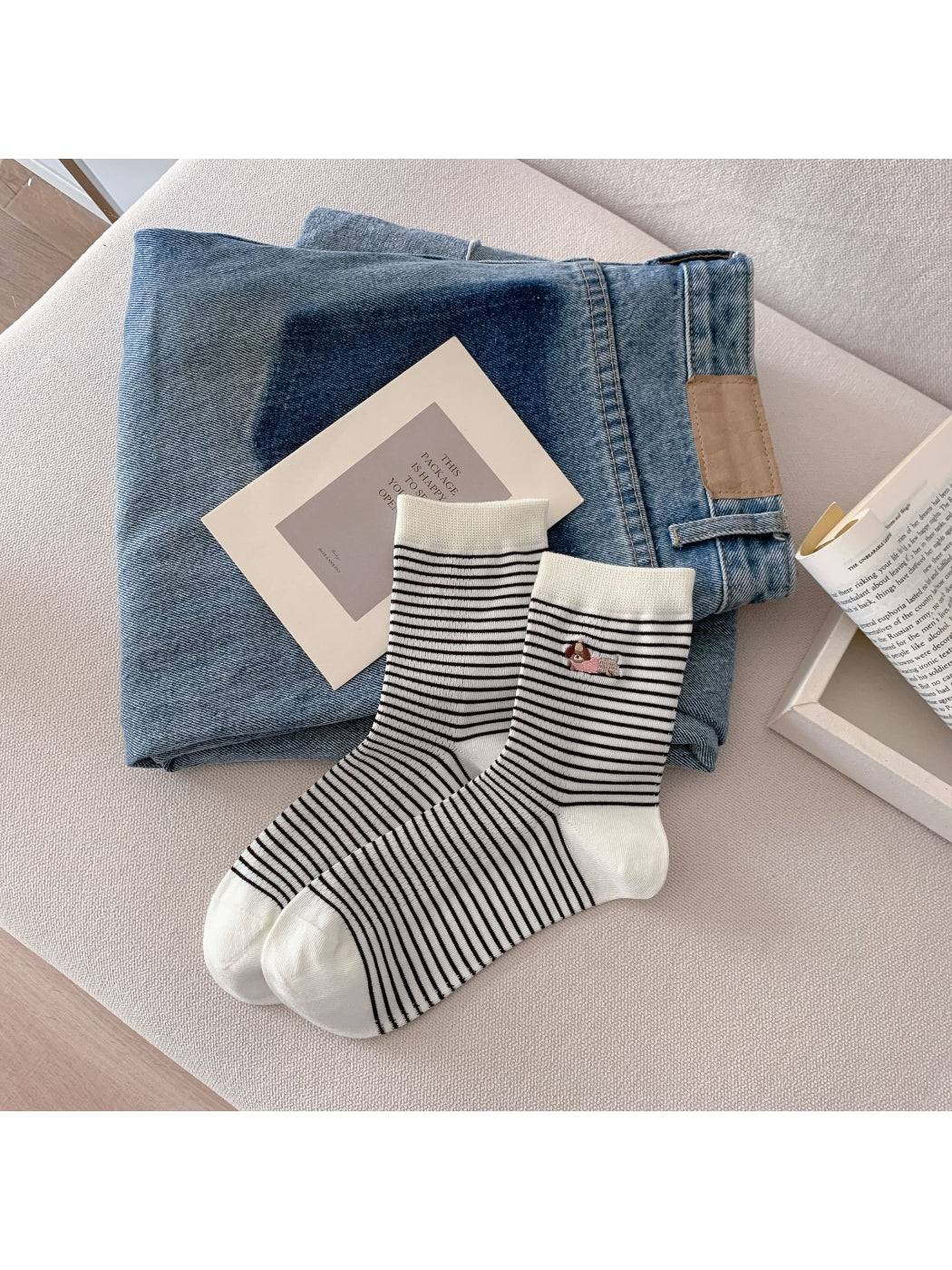 Rufia - Cute Dog Stripe Crew Socks product image 5