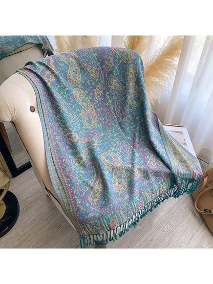 Scarvii - Vintage Floral Border Fringe Scarf