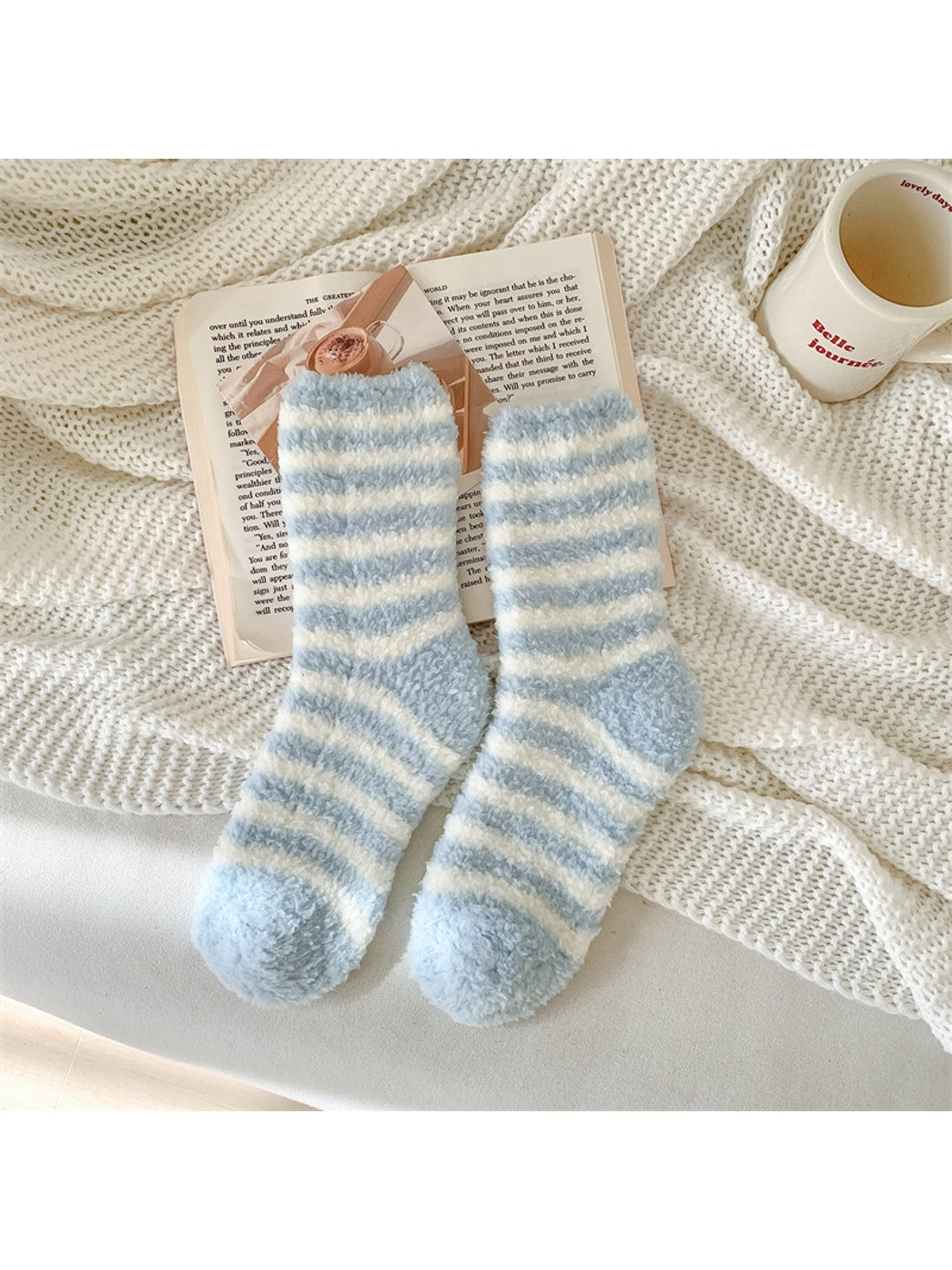 Rufia - Sweet Plush Striped Crew Socks