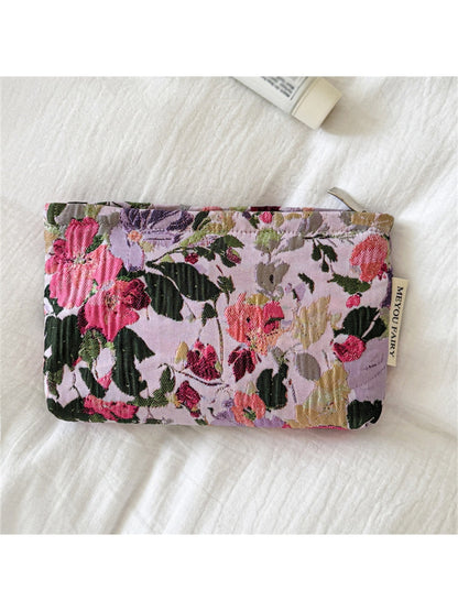 Cosbai - Floral Jacquard Zipper Cosmetic Bag