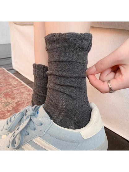 Rufia - Ruffled Cuff Casual Crew Socks