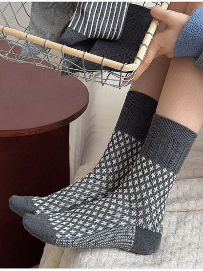 Rufia - Mixed Textured Pattern Crew Socks