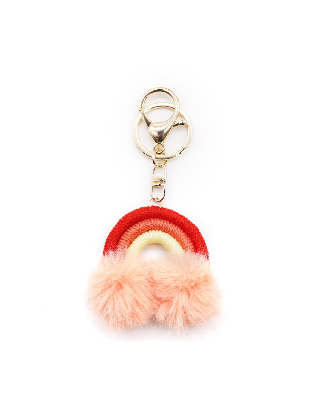 Koco Rainbow Shaped Keychain with Pom color options including Yellow, Grey, White