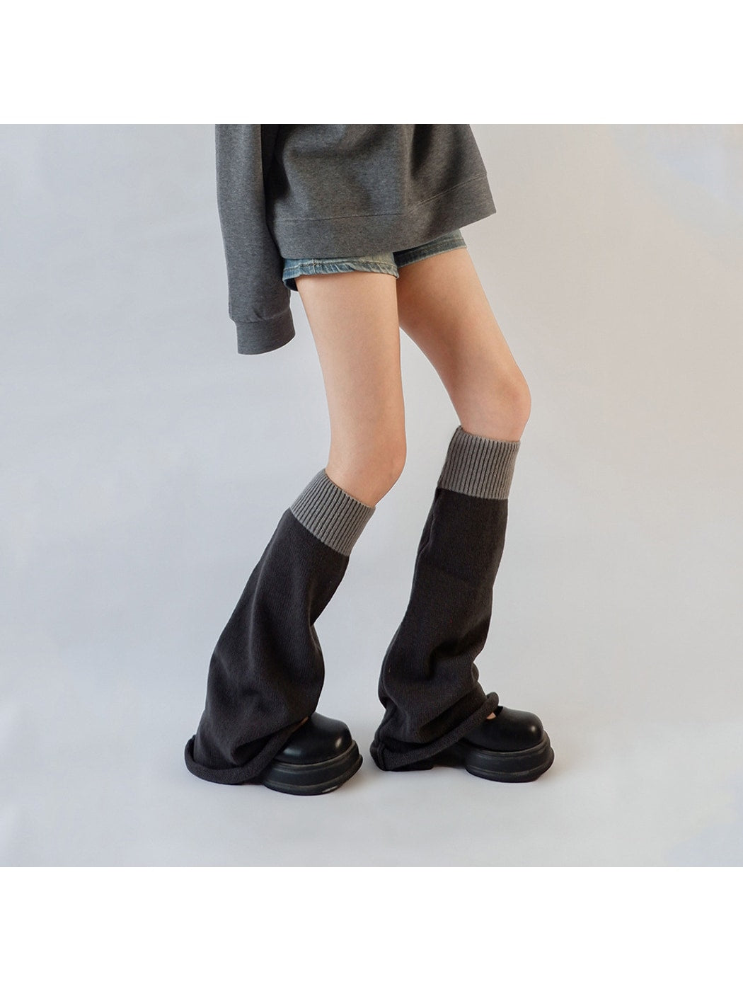 Cozyra - Color Block Stacked Knit Leg Warmers