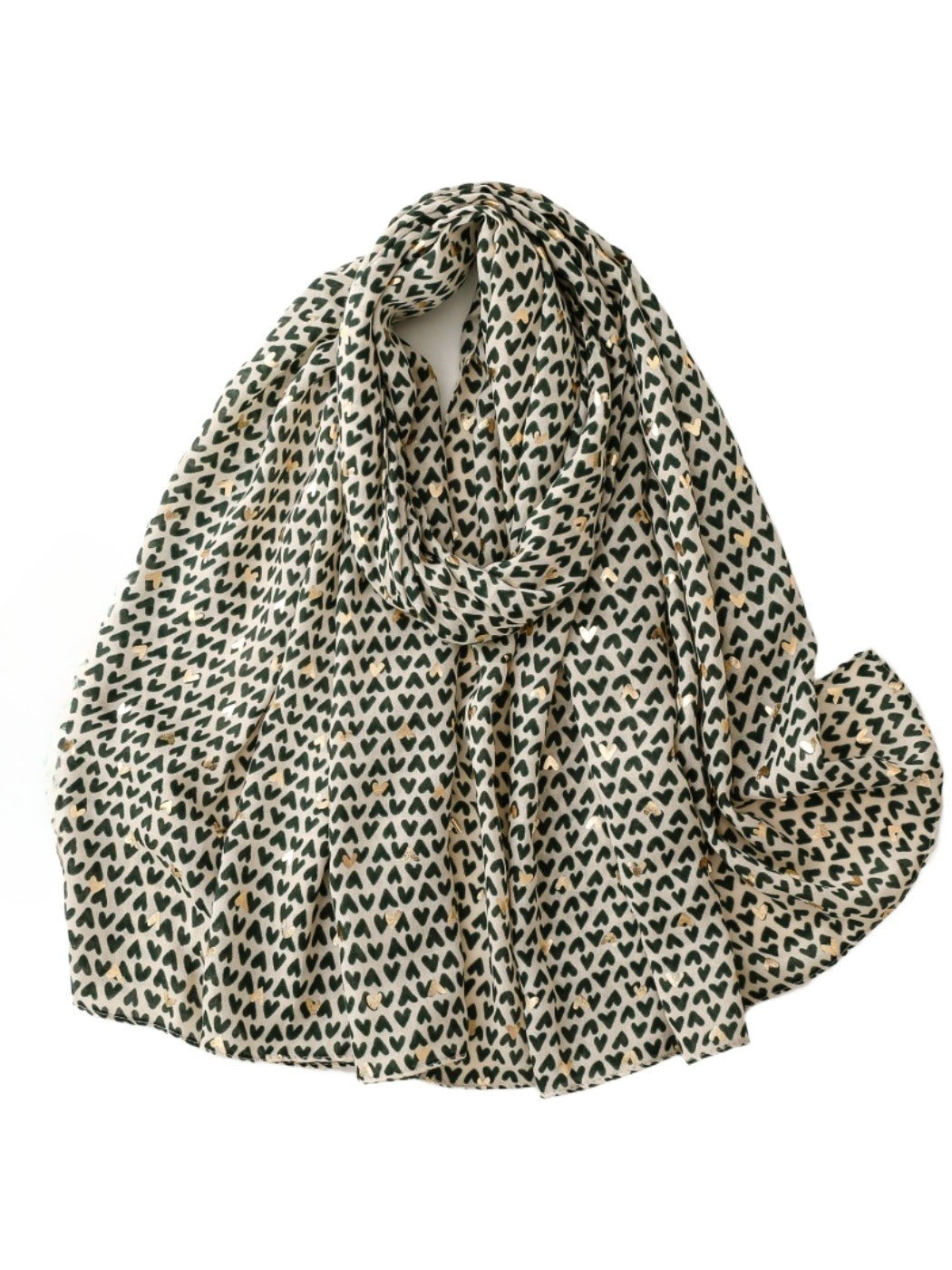 Scarvii - Winter Scarf with Gold Foil Heart Print