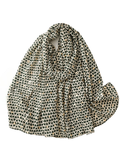 Scarvii - Winter Scarf with Gold Foil Heart Print