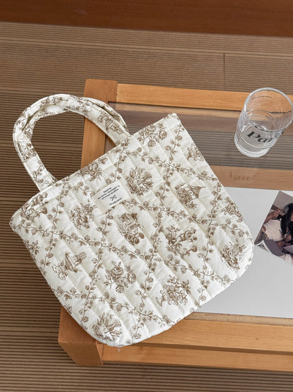 Close-up of floral pastel garden pattern on Cosbai tote bag fabric