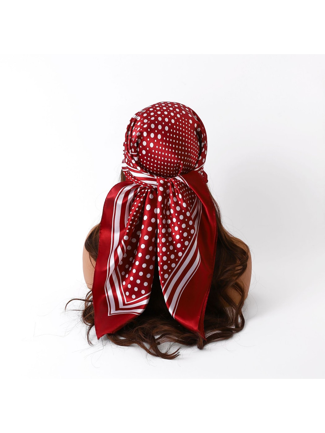 Scarvii - Polka Dot Striped Border Square Scarf