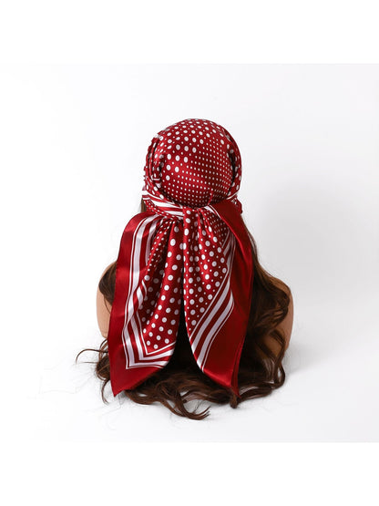Scarvii - Polka Dot Striped Border Square Scarf