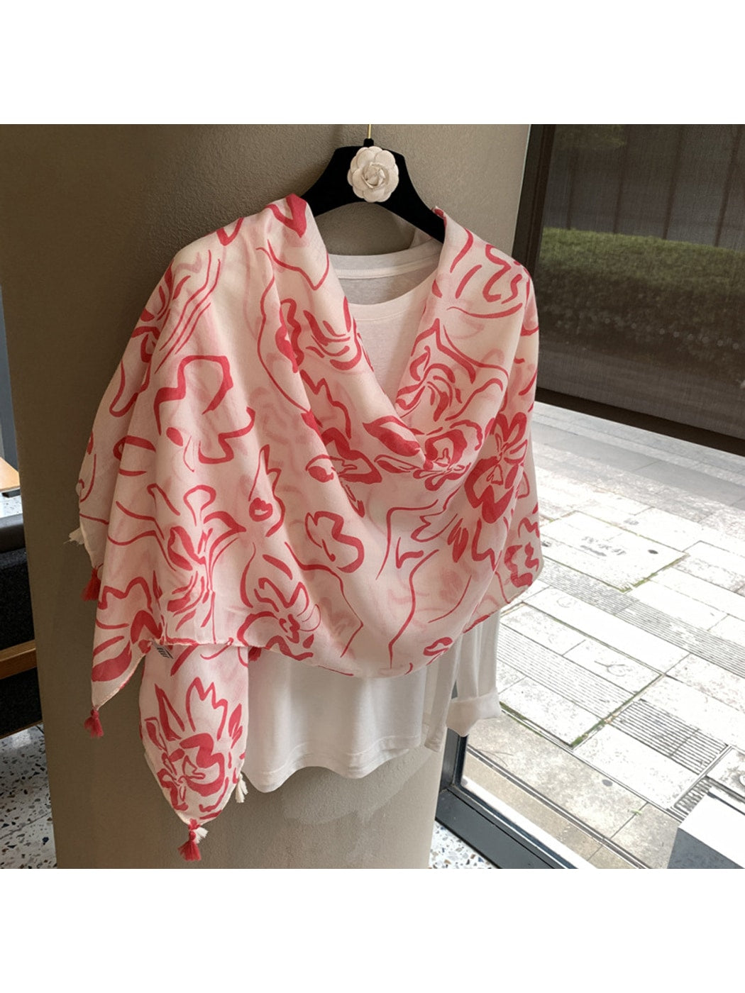 Scarvii - Abstract Floral Tassel Shawl Scarf