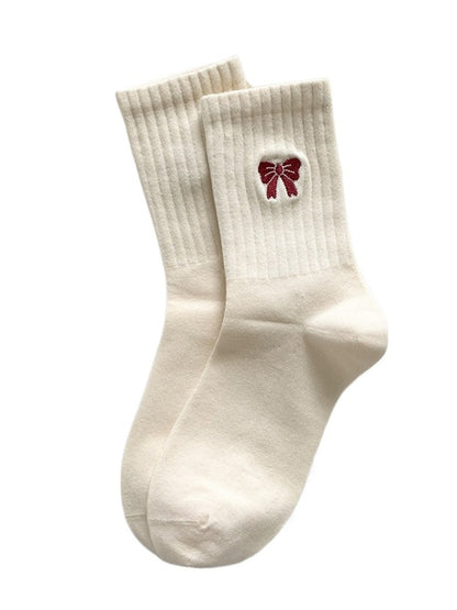 Rufia - Mid-Calf Socks with Bow & Stripe Pattern for Girls