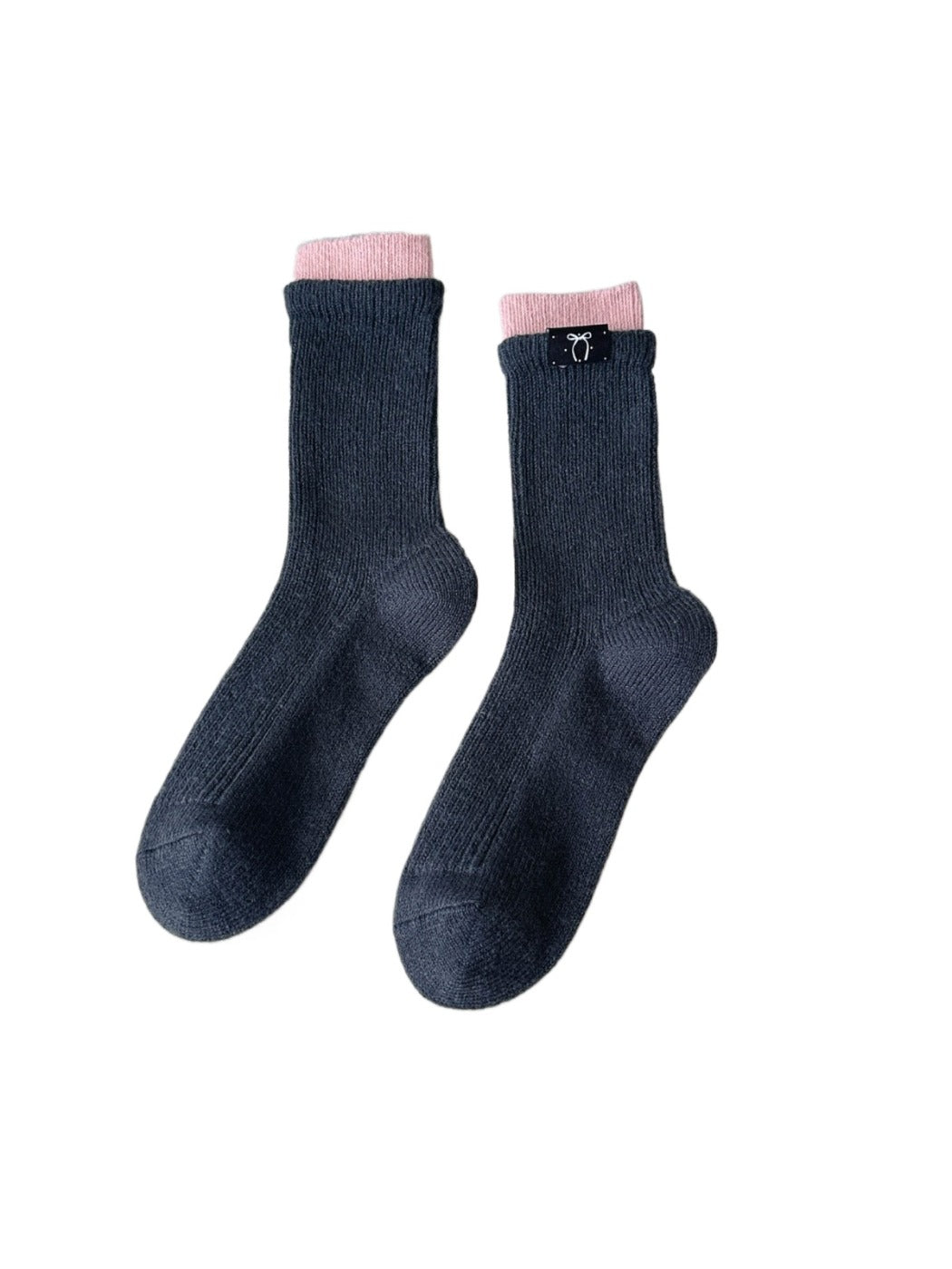 Rufia – Contrast Cuff Winter Socks with Bow Label
