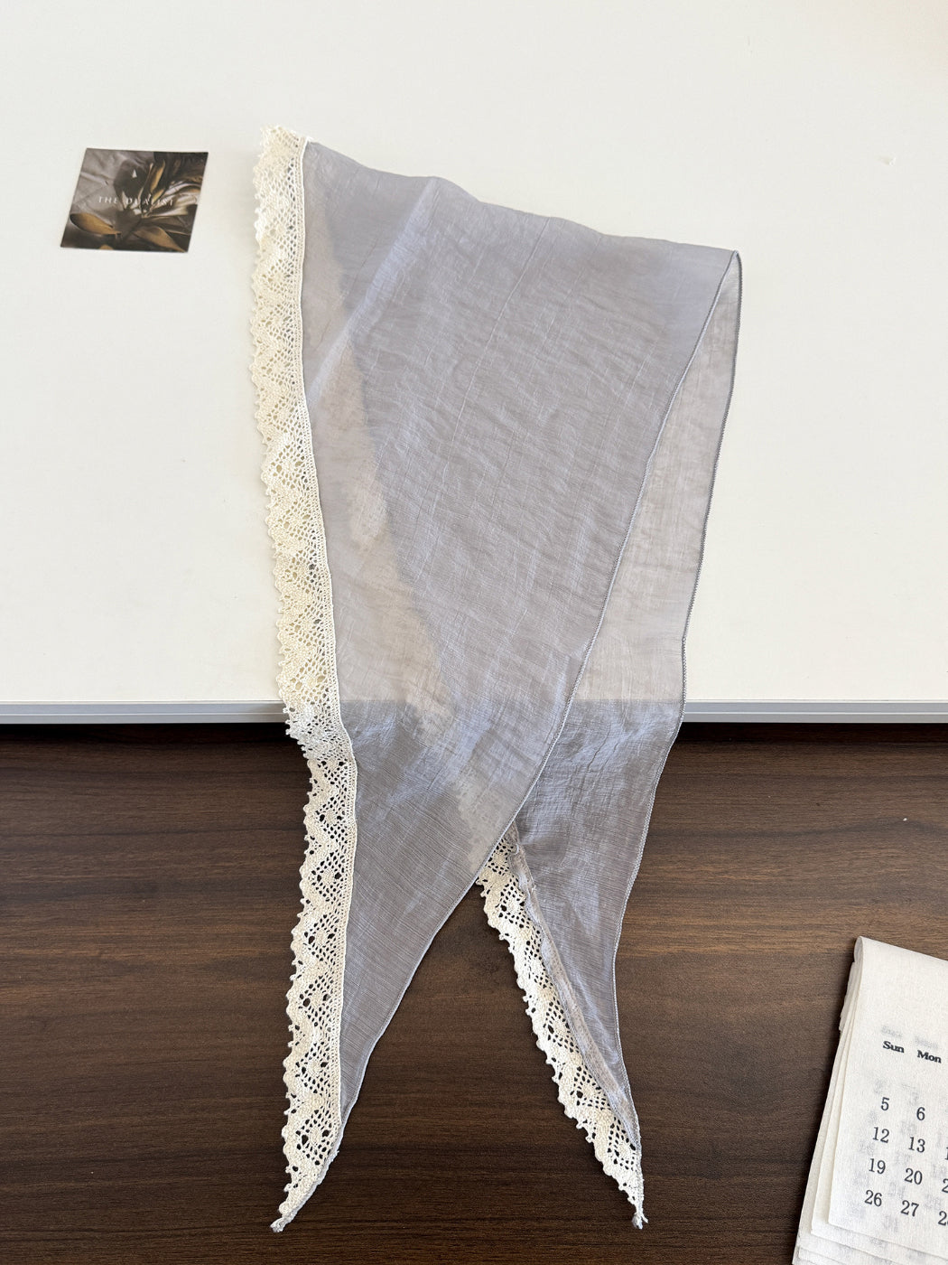 Scarvii - Lace Trim Crinkle Neck Scarf
