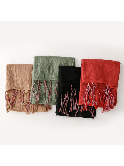 Scarvii - Light Crinkled Texture Tassel Edge Scarf