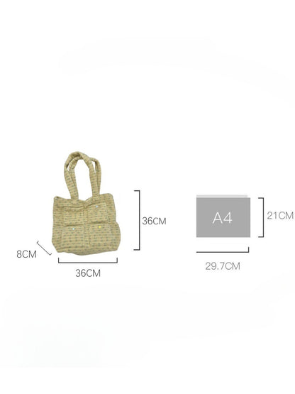 Cosbai - Soft Plush Tweed Handbag Tote Bag