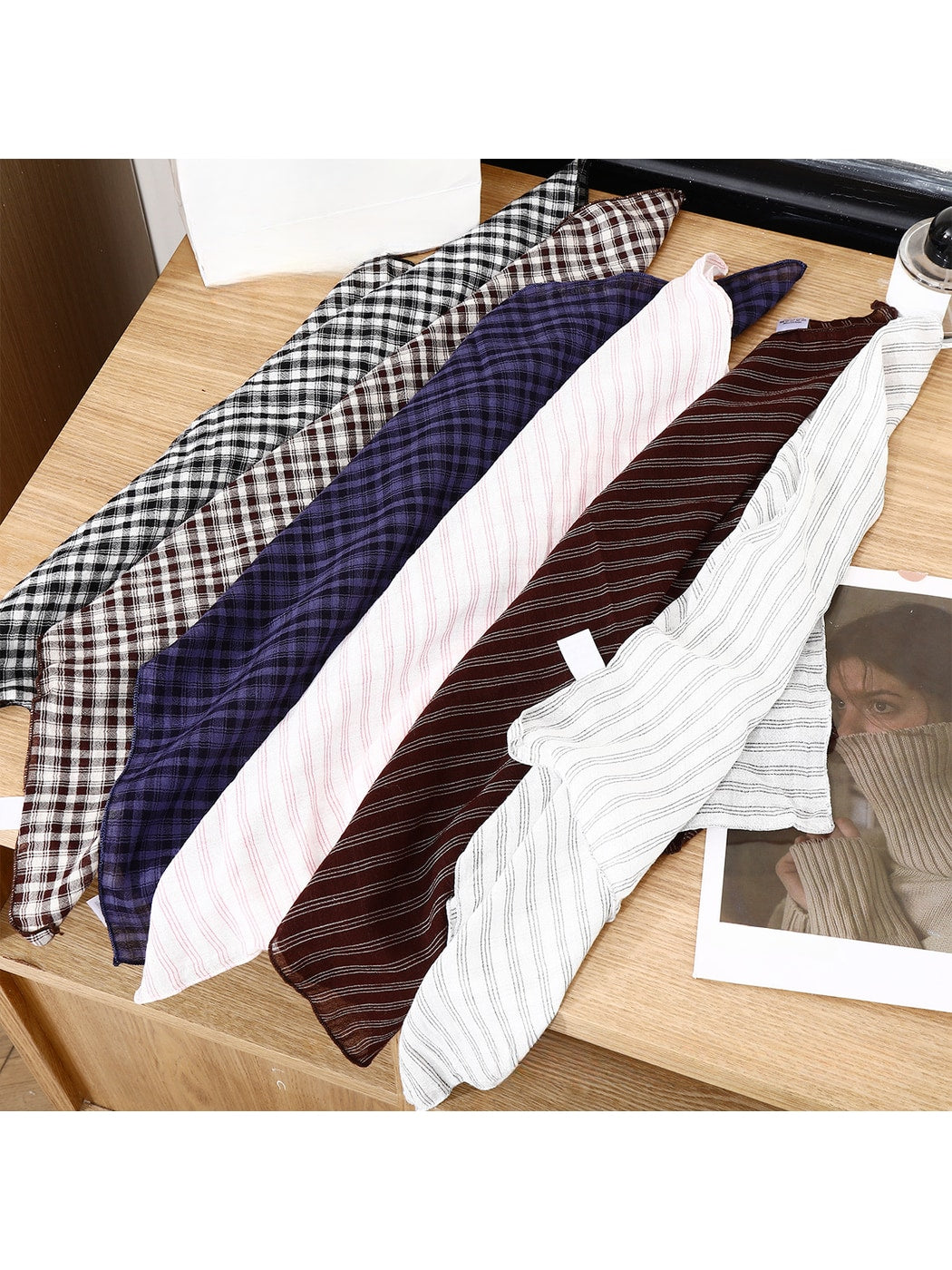 Scarvii - Checked and Striped Everyday Square Scarf