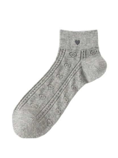 Rufia - Heart Design Openwork Ankle Socks