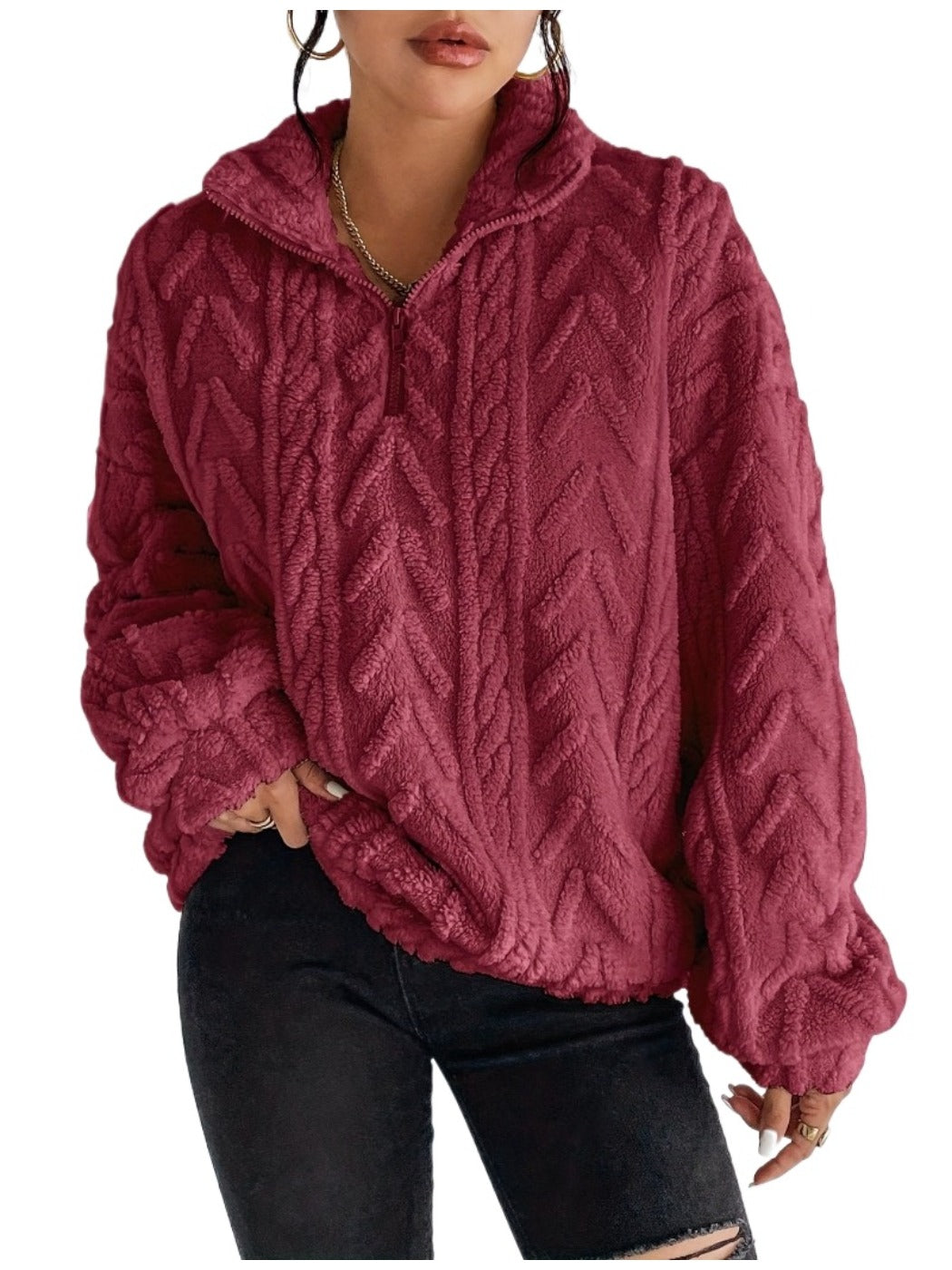 Crosa Casual Zip Pullover Sweatshirt for Women product shape