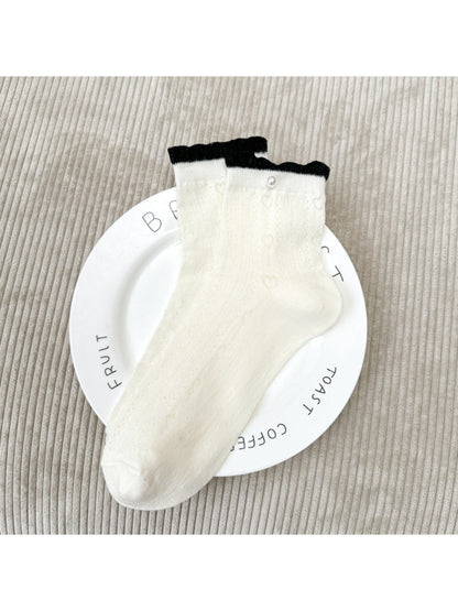 Rufia - Ribbed White Mid-Calf Socks product image 3
