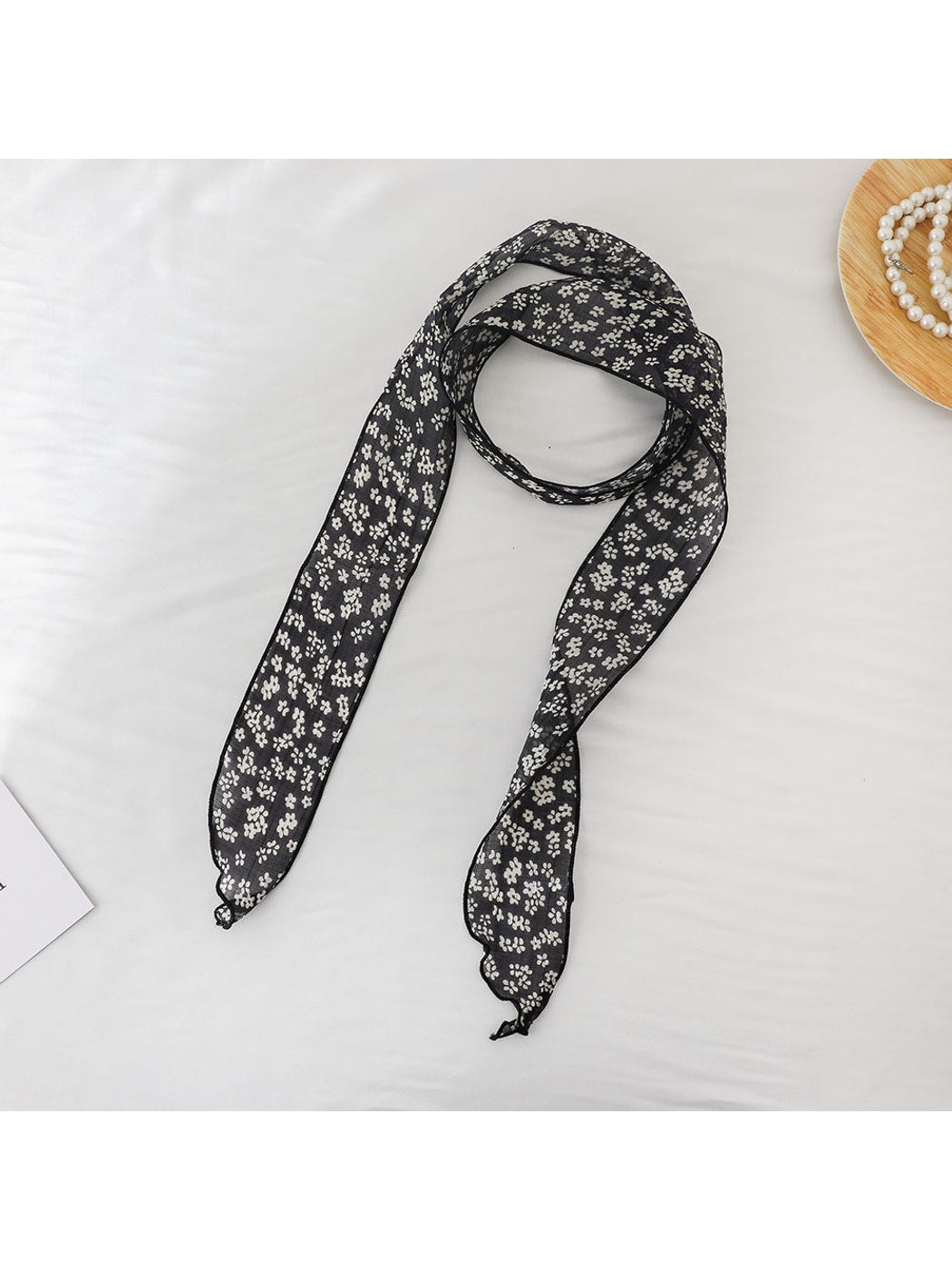 Scarvii - Floral Long Narrow Ribbon Scarf