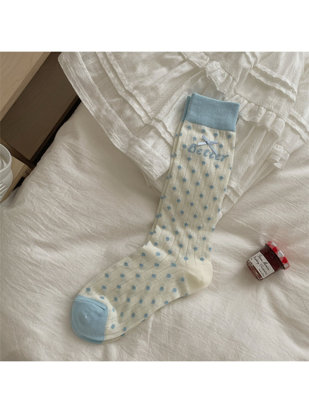 Rufia - Sweet Polka Dot Bow Mid Calf Socks