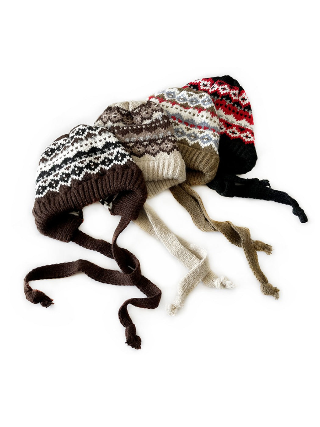 Haila - Bohemian Knitted Beanie with Earflaps & Tasseled Ties