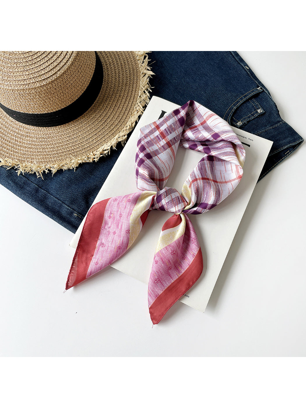 Scarvii - Plaid Print Square Scarf