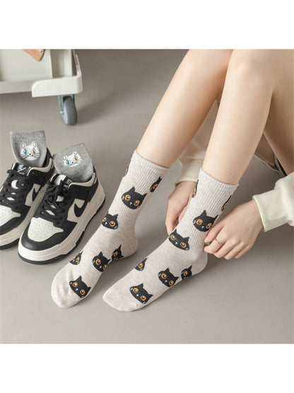 Rufia - Cute Cat Faces Crew Socks