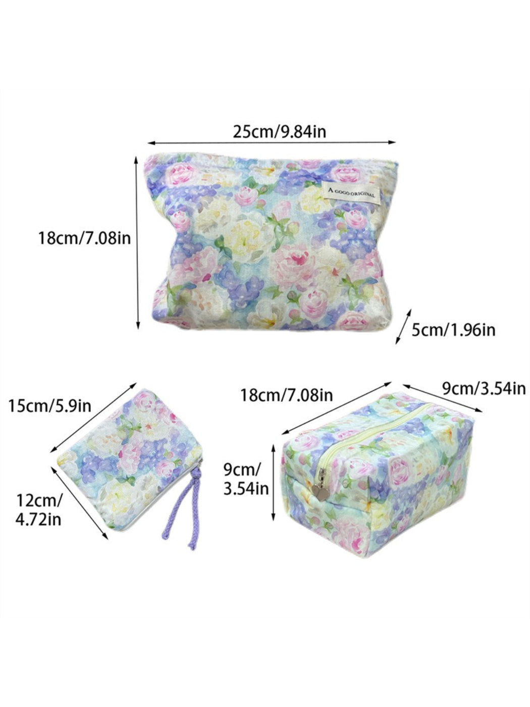 Cosbai Watercolor Floral Cosmetic Bag product image