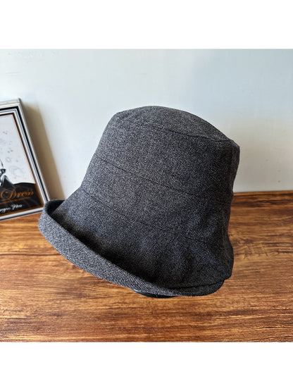 Haila - Solid Color Wide Brim Round Crown Bucket Hat