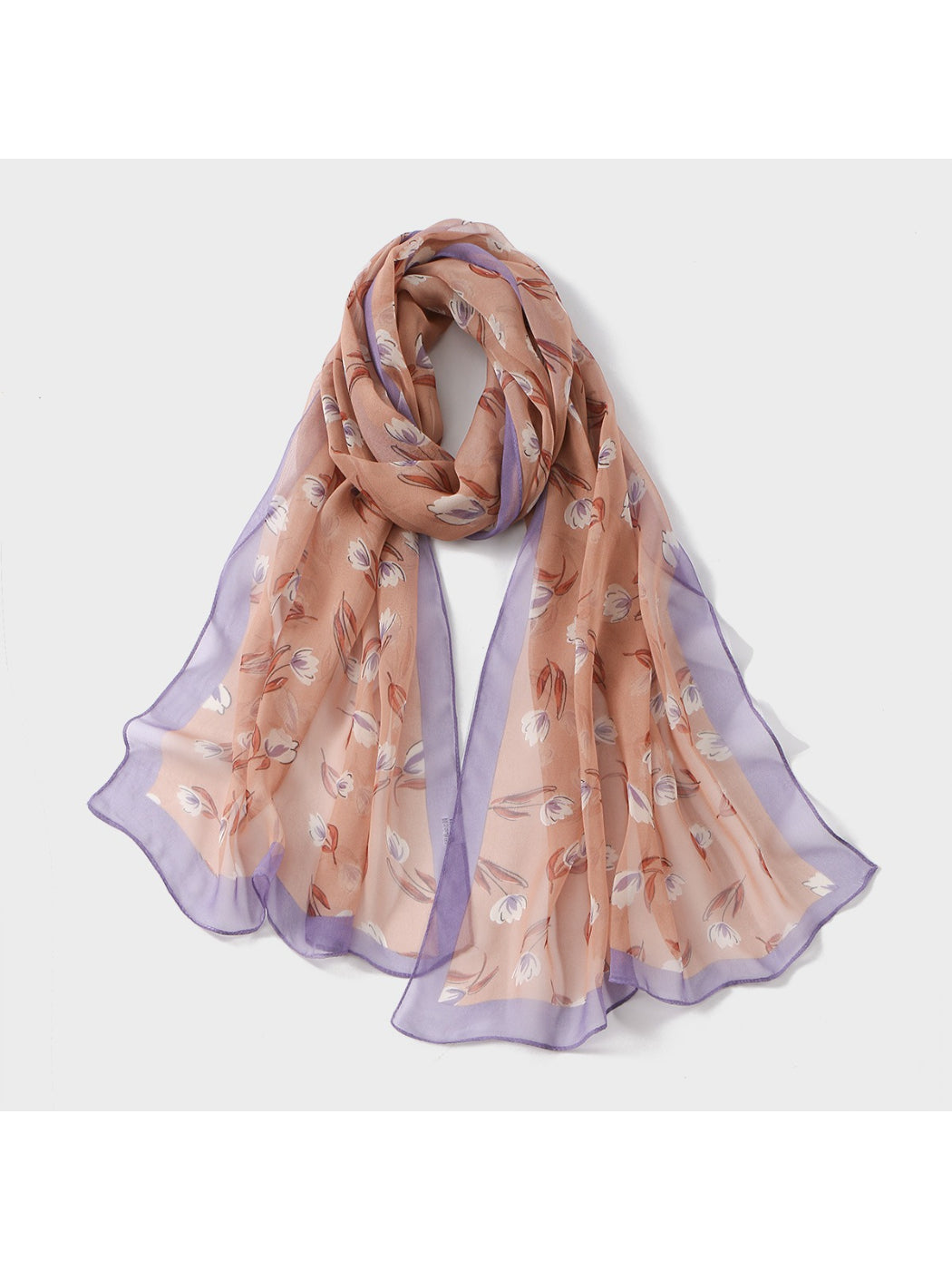 Scarvii - Soft Tulip Floral Print Lightweight Scarf