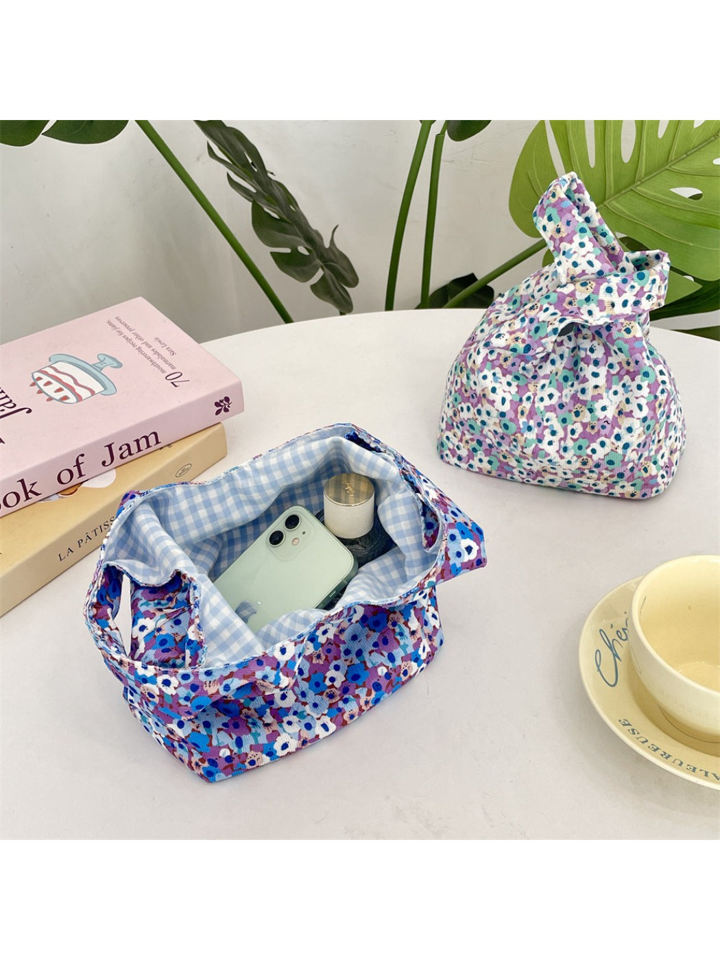 Cosbai - Floral Print Soft Mini Tote Bag