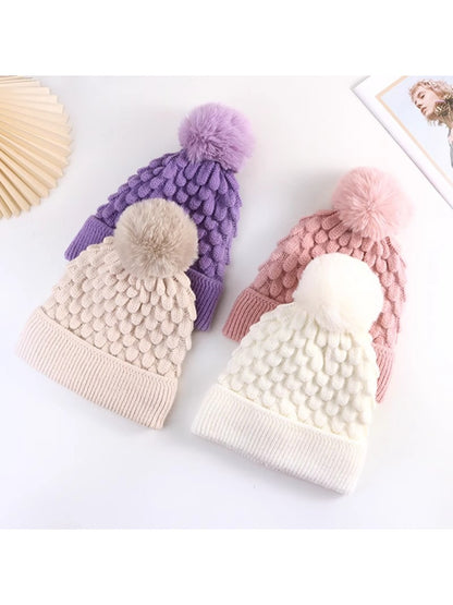 Haila - Unisex Knitted Beanie with Plush Pompom