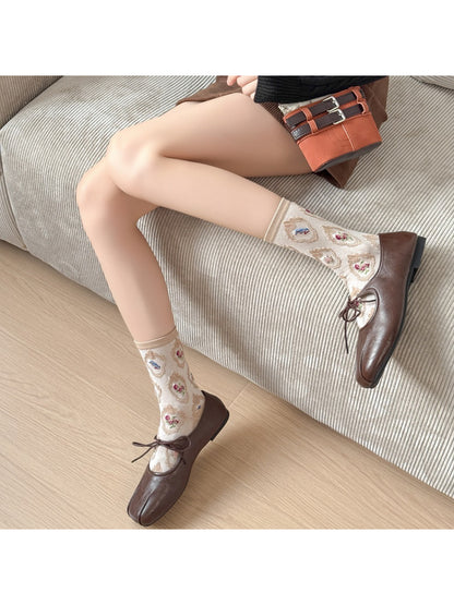 Rufia - Framed Floral Motif Crew Socks product image 3