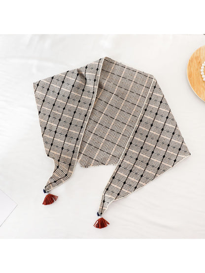 Scarvii - Plaid Fringe Retro Style Triangle Bandana