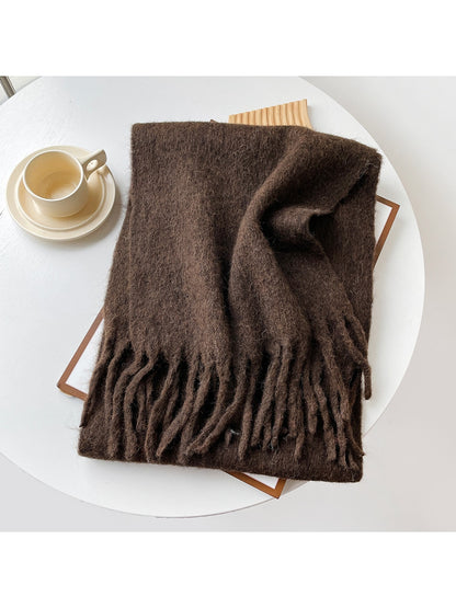 Scarvii - Brushed Solid Color Fringe Scarf