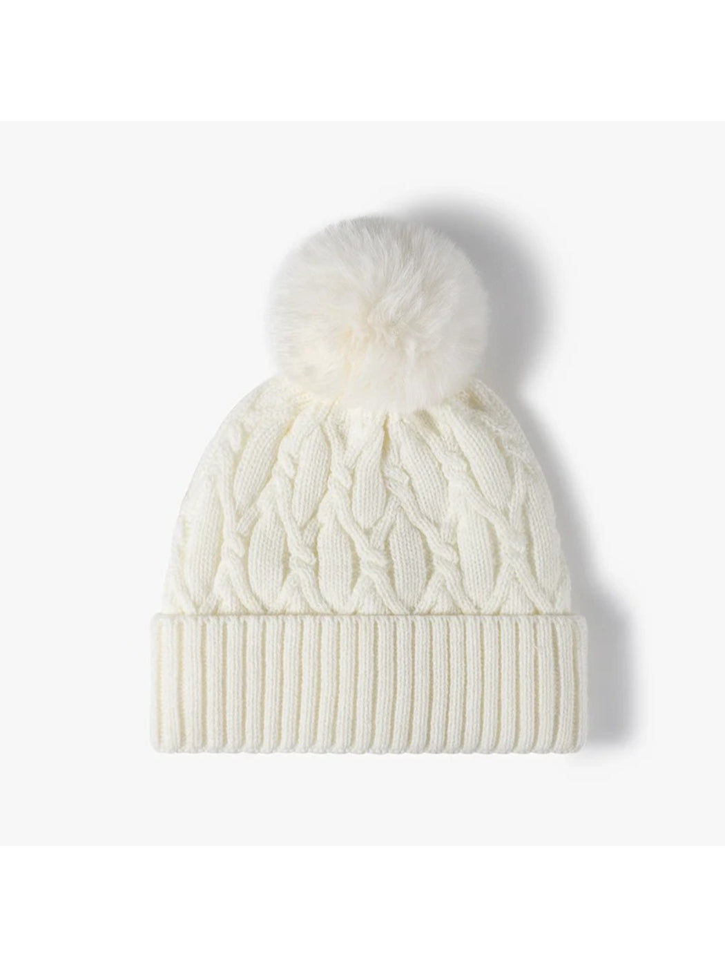 Haila - Cable Knit Pom-Pom Cuffed Beanie