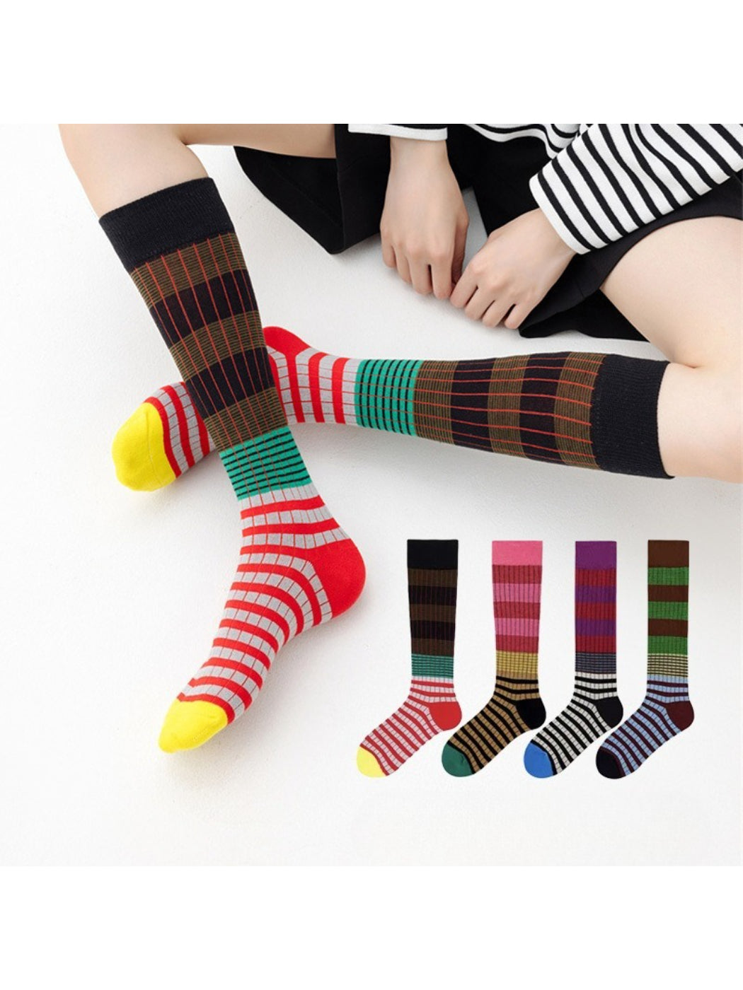 Rufia - Bold Colorblock Striped Mid-Calf Socks product image 1