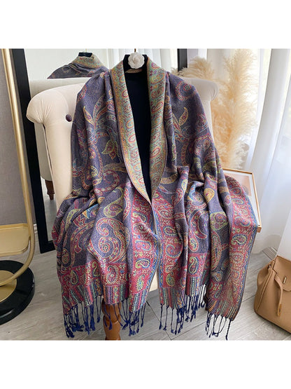 Scarvii - Elegant Paisley Fringe Scarf