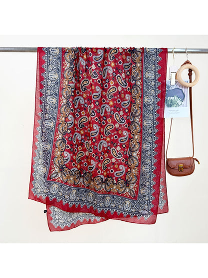 Scarvii - Lightweight Paisley Border Shawl